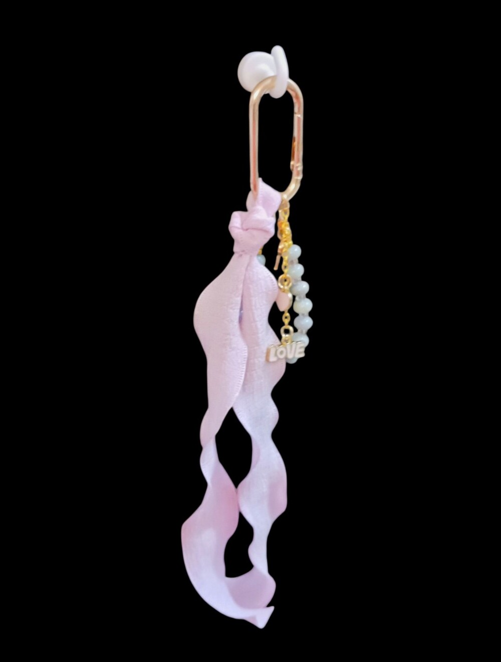 Y2k Beryl Crystal Beaded Bag Charm Purse Jewelry Pink Love Charms Pink Ribbon